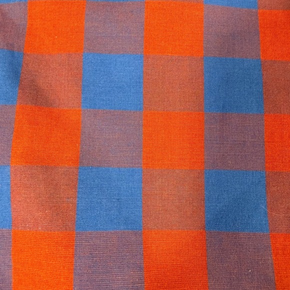 Oakley Button Down Shirt Medium Orange Blue Gingham Check Long Sleeve Casual - Picture 6 of 9